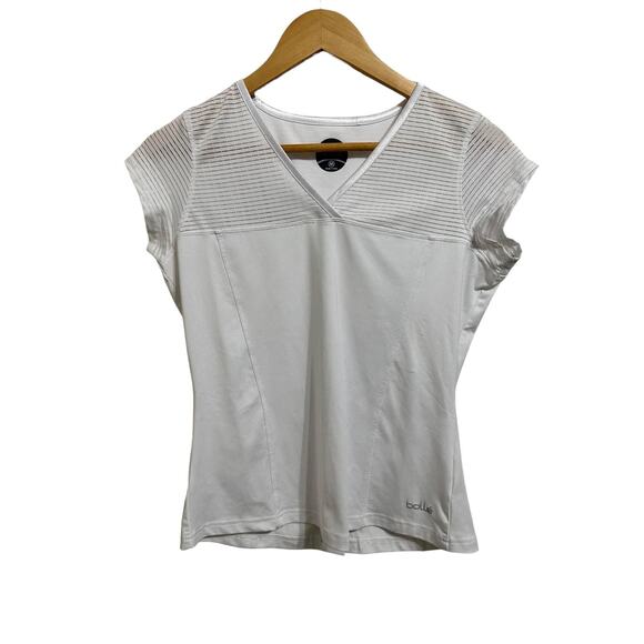 Bolle Womens Back Button White V-Neck Athletic Top Size M - Picture 1 of 5